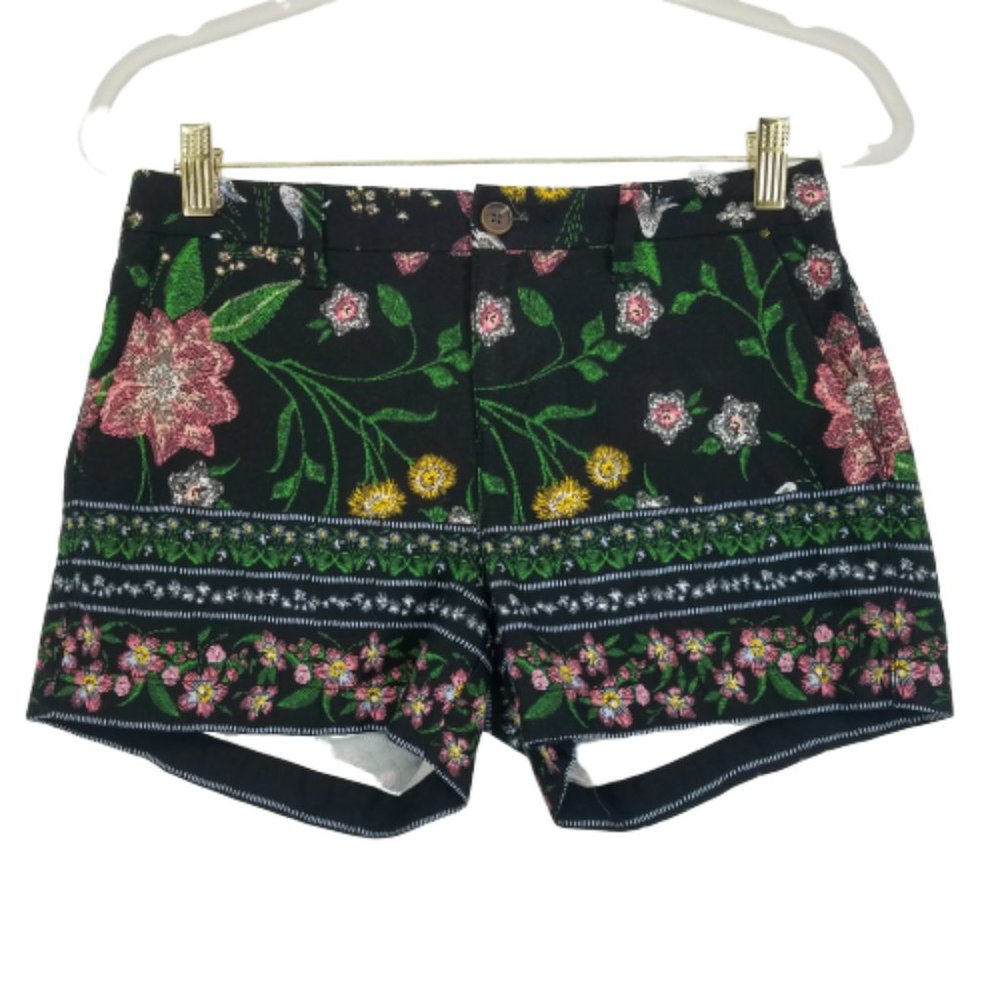 Old Navy Black Multicolor Floral Casual Shorts 0 - Picture 3 of 8